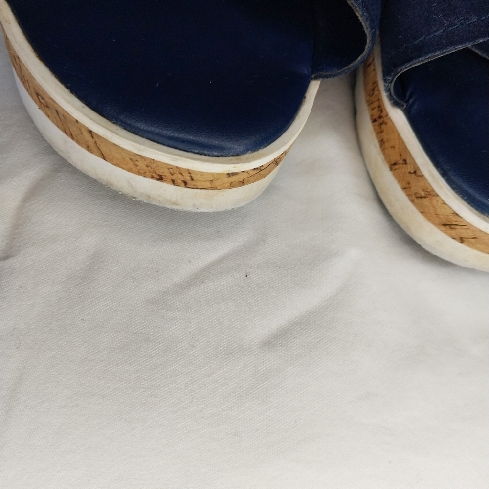 Marc Fisher Glitze Wedge Sport Lug Sole Slingback Navy Sandal Size 8 1/2 - Picture 5 of 12